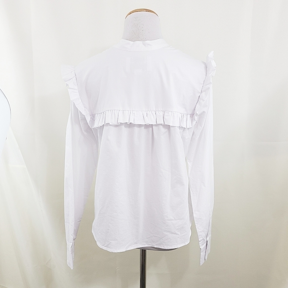 The Shirt Rochelle Behrens Trapeze embroidered ruffle top New NWOT - Picture 4 of 7